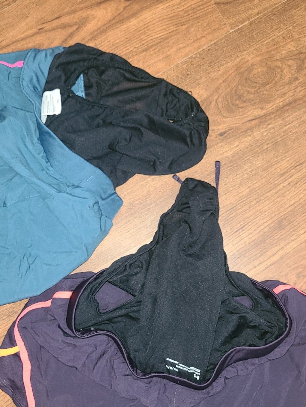 Under Armour Women's Two-Pair Athletic Shorts — Teal/ Purple with Neon Size M - Picture 5 of 5